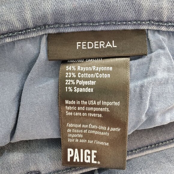 Paige Men's Blue Federal Straight Leg Jeans Slim Fit Denim Stretch Size 33 - Picture 9 of 14